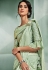 Pista green lycra party wear saree with frill sleeve  5313